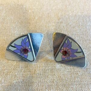Vintage 1980's Laurel Burch Cloisonne Earrings- Rare